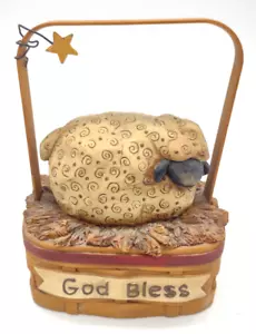 Suzi Skoglund Sheep in a Basket Figurine "God Bless" Decoration VERY RARE - Picture 1 of 8