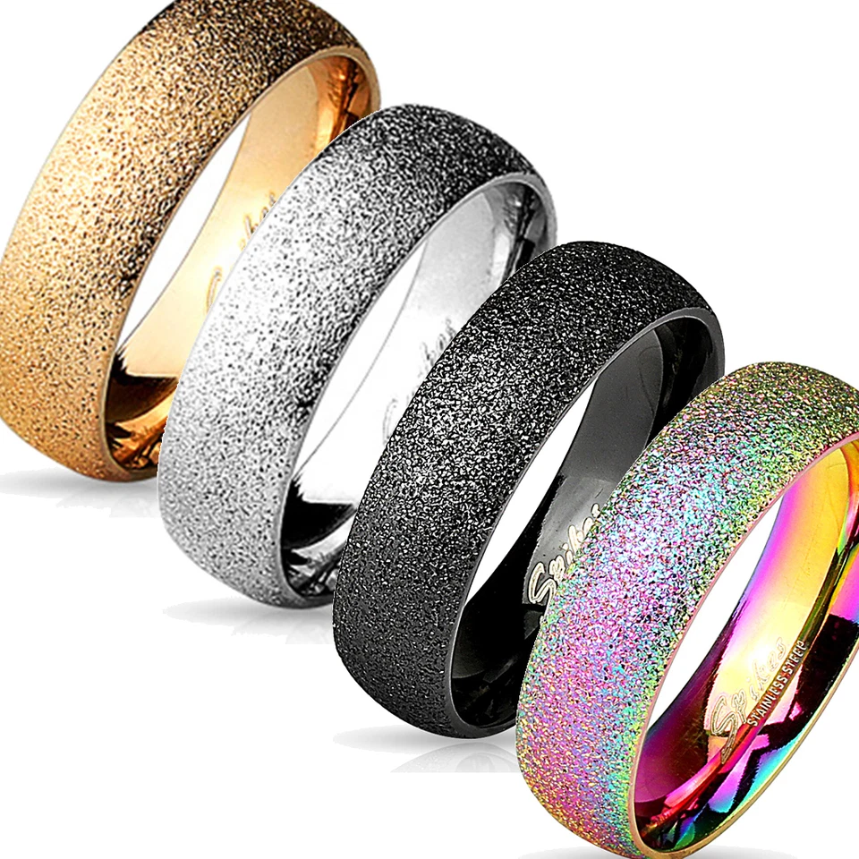 Anello 316L Acciaio Inox Argento Oro Nero Arcobaleno Brillanti Bling-Bling Donna - Immagine 1 di 1