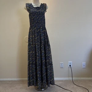 Melloday Maxi Abito Donna Smocked Balza Increspato Senza Maniche Stampa Floreale M - Foto 1 di 12