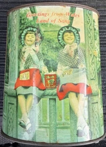 Vintage Metal Tin Greetings From Wales Land Of Song UK England 6" Franks Cardiff - Picture 1 of 5