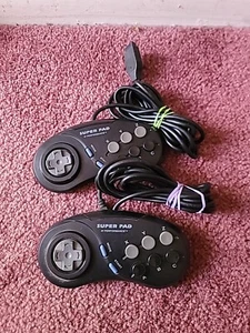 TWO AUTHENTIC 6-BUTTON SEGA GENESIS MK-1653 CONTROLLERs. - Picture 1 of 6