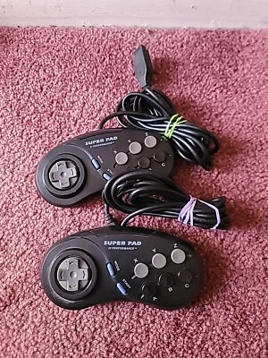 TWO AUTHENTIC 6-BUTTON SEGA GENESIS MK-1653 CONTROLLERs. - Image 1 of 4