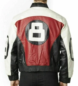 8 Ball Bomber Genuine Leather Jacket All Sizes - Picture 1 of 3