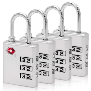 4 TSA Approve 3-stellig Kombination Reisekoffer Gepäcktasche Schloss Vorhängeschloss Zurücksetzen - Bild 1 von 7