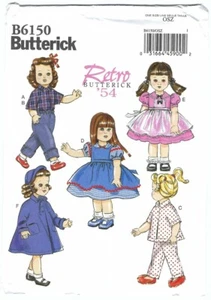 Butterick 6150 Sewing Pattern for 18" Dolls Dress Coat Pajamas Shirt Pants UNCUT - Picture 1 of 4