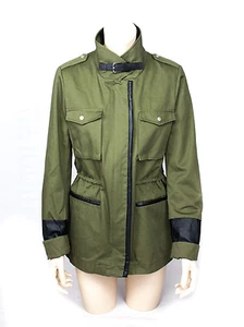 Maje Military Green Field Jacket Leather details IT 40, US 6, UK 8 - Picture 1 of 10