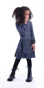 IMOGA GIRLS DRESS PAULA SPARROW BLUE LONG SLEEVE BIRDS LONG SLEEVE JERSEY SZ 7 - Picture 1 of 12