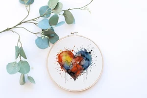 Rainbow Heart Pride Counted Cross Stitch Pattern - Picture 1 of 3