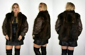 Chaqueta de piel de zarigüeya y cuero reversible talla grande L 8 10 Furs4less - Imagen 1 de 8