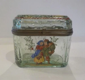 Bohemian Enameled Art Glass Sugar Casket / Box, c. 1890 - Picture 1 of 11