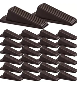 24 Pcs Rubber Door Stoppers Wedge for Door Bottom Carpet Tile Concrete - Picture 1 of 4