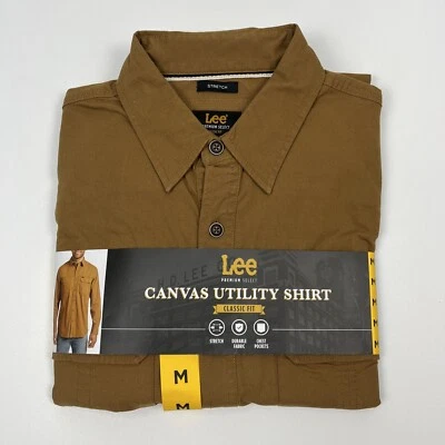 Camisa utilitaria Lee de lona elástica para hombre talla mediana marrón - nueva con etiquetas Foto 1 de 4