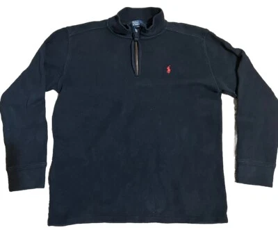 Polo By Ralph Lauren Black 1/4 Zip Sweater Sz Youth Large 14-16 - Image 1 of 3