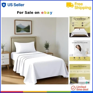 Egyptian Cotton Sheets Twin XL 1000 Thread Count Deep Pockets Soft Cooling Be... - Picture 1 of 10