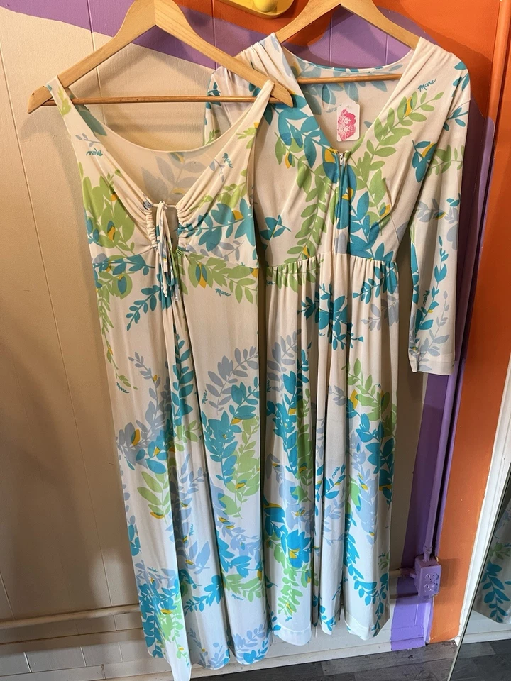 1970’s Flower Power Slip Dress And Jacket Set Hippie Bright Funky! - Image 1 of 4