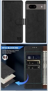 Google Pixel 8A Wallet Case with RFID Blocking Slot Kickstand Leather Flip Fold - Picture 1 of 3