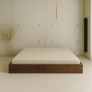 Japanisches Bett Hiroto minimalistisches Holzbett Natürliches Kiefernholz Nuss - Bild 1 von 2