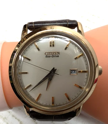 Vintage Citizens ECO Drive Working Rose Gold Plate Case Date Wristwatch Working - Image 1 of 4