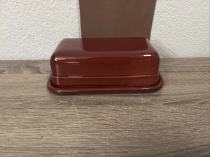 Emile Henry Butter Dish Maroon Red France 16-22 401 Rectangular Covered 7x4x3” - Picture 1 of 4