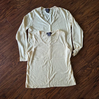 Conjunto de 2 piezas cárdigan suéter y top mezcla de seda crema blanco roto para mujer talla grande 16 W Foto 1 de 4