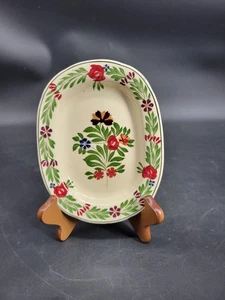 Adams Royal Ivory Titan Ware Hand Painted Lakewood Floral Dish 7.5" X 5.75" - Picture 1 of 24