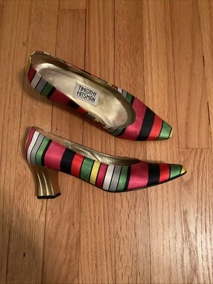 Zapatos de salón vintage Timothy Hitsman multicolores a rayas talla 7M Foto 1 de 4