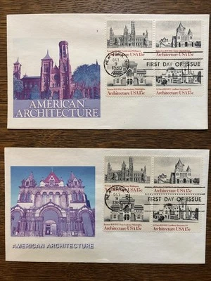 2- 1980 American Architecture First Day of Issue Covers Colored New York NY - Image 1 of 4