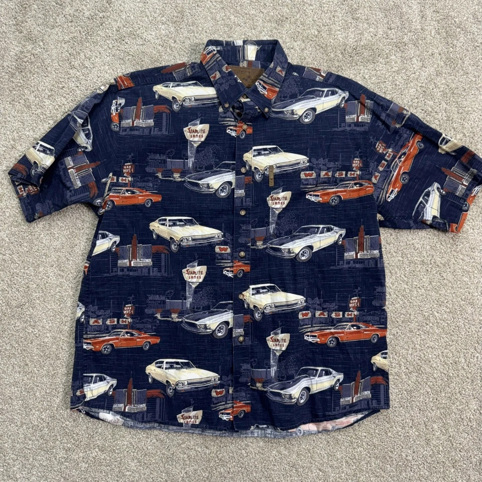 Рубашка на пуговицах мужская North River Outfitters L короткий рукав классические автомобили Starlite - Изображение 1 из 4