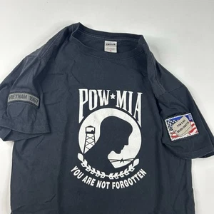 Vintage POW MIA Shirt Medium Black Vietnam War Military USA Embroidered - Bild 1 von 6