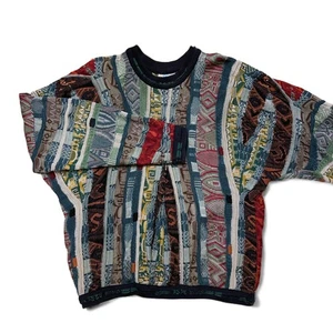 Vintage COOGI Sweater Colorful 90's XL Cosby Biggie Hip Hop Rap mens multicolor - Picture 1 of 8