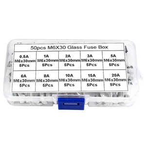 Car Fuse Pack 50 Pcs 6x30mm 0 5A To 20A For Automotive Electrical Repairs - Picture 1 of 6
