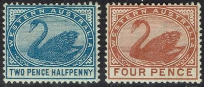 AUSTRALIA OCCIDENTAL 1885 CISNE 21/2D Y 4D WMK CORONA CA Foto 1 de 2