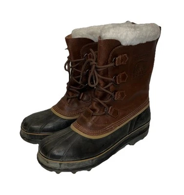 Sorel Hombres Caribou Botas Impermeables Marrón y Blanco Aisladas Hombre’s 14 Excelente Foto 1 de 4