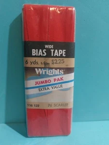 Vintage 1986 Wrights Wide Bias Tape Red 6yds 5.50mm Jumbo Pack NOS NEW Sealed - Picture 1 of 2