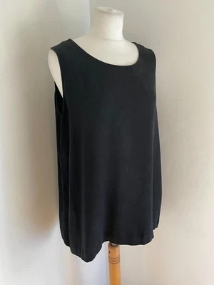 Eskandar sleeveless shell top vest Size 2 16 18 black silk knit jersey blouse - Image 1 of 4