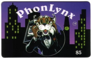 $5. PhonLynx Logo Card (Purple Background & No Border) 10/96 Phone Card - Picture 1 of 1