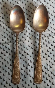 Set of 2 ASSYRIAN HEAD 1886 Silverplated 4 1/2" DEMI SPOONS 1847 Rogers MONO - Picture 1 of 5