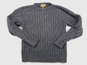 VTG Eddie Bauer Cable Knit Sweater Men's Medium Black Pullover Sweatshirt Cotton - Picture 1 of 11