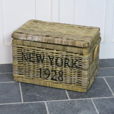 Rattan Truhe Korb Aufbewahrungskorb Jute Rand Maritim Shabby Chic Deko Kissen - Bild 1 von 4