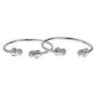 Jesus Face Ends West Indian Bangles .925 Sterling Silver (Pair)