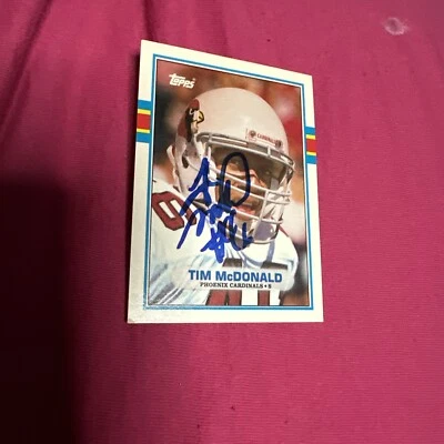 Tim McDonald Signed Rookie 1989 Topps Traded Football Card. Cardinals  Auto 21T - Image 1 of 2