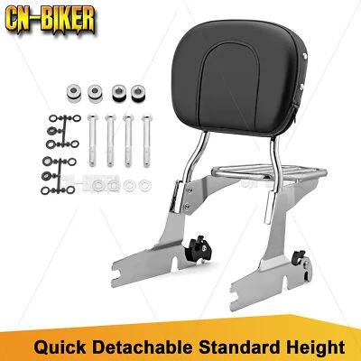 Studded Lager Pad Backrest Sissy Bar Luggage Rack Docking For Harley FLSTC FLST - Image 1 of 4