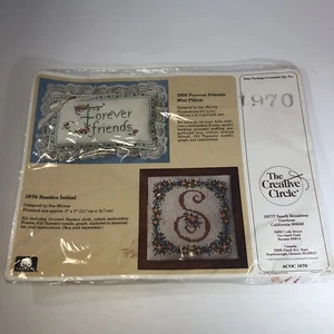 Vintage 1986 The Creative Circle #1970 Rustico Initial Embroidery Sewing Kit NOS - Picture 1 of 6