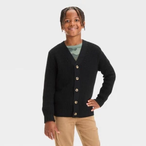 Cat & Jack V-Neck Button Up Cardigan Sweater Black Medium (8) NWT - Picture 1 of 1