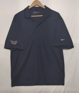 Nike Golf Men's Large Dri Fit Short Sleeve Blue Polo Heritage Palms Gold & C.C. - Picture 1 of 5