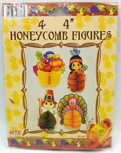4 4" Thanksgiving Honeycomb Figures Table Top Decorations New in Package