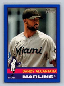 2025 Topps Heritage BLUE Border #161 Sandy Alcantara, Miami Marlins - Picture 1 of 2