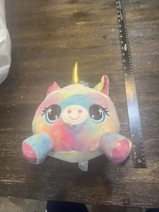Plush Tie Dyed Cupcake Unicorn Squish Inspired Round Multicolor - Picture 1 of 5