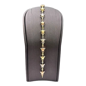 18ct 18K Tri Tone Gold Star Link Ladies Bracelet 7.21 Grams 19cm. Brand New - Picture 1 of 10