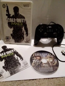 Nintendo Wii U Pro Black Controller WUP-005 OEM Tested + Call Of Duty Wii Game  - Picture 1 of 4